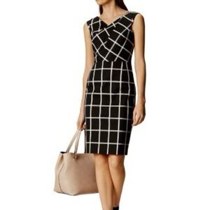 Karen Millen Black and White Checkered Midi Dress